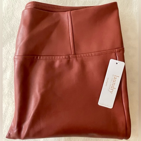 LAUNDRY by Shelli Segal Faux Leather High Waist Leggings in HENNA size XL NWT - Picture 1 of 11